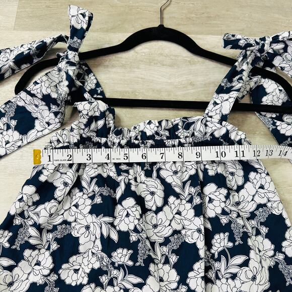 J.Crew Tie Shoulder Poplin Dress in Magnolia Floral Navy BG490 Size XS - Picture 7 of 8